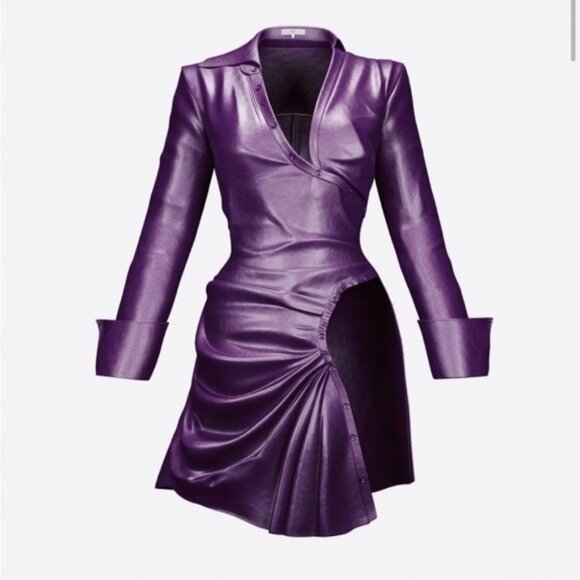 Hanifa Runway Raven Vegan Leather Dress Purple 1X - Picture 1 of 6